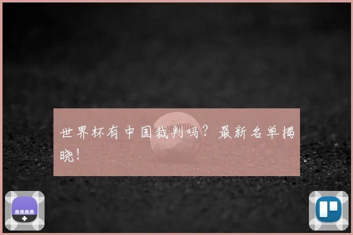 世界杯有中国裁判吗？最新名单揭晓！